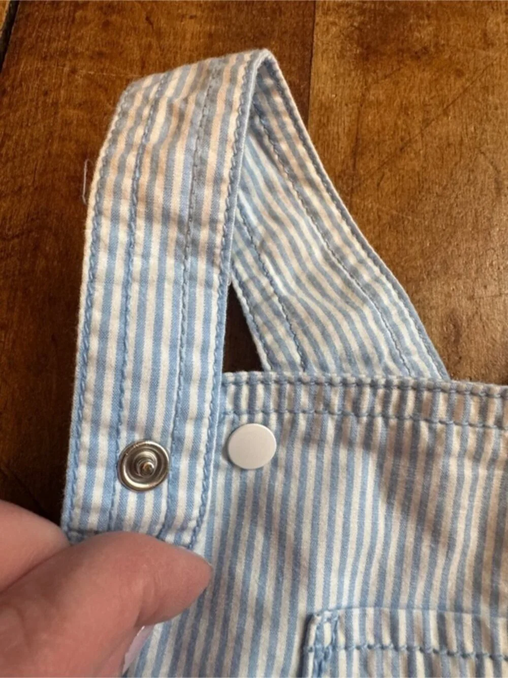 Carters Striped Light Blue Overalls 18 months Anchor shorts cotton